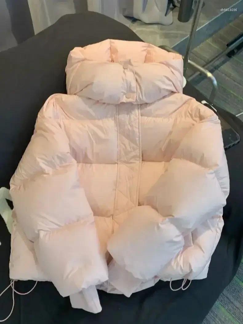Designer Women's Down Hooded Cotton Jacket Women 2025 Thickened Warm Long Sleeved Outwear Winter Korean Loose Solid Color Versatile Short Coat S-