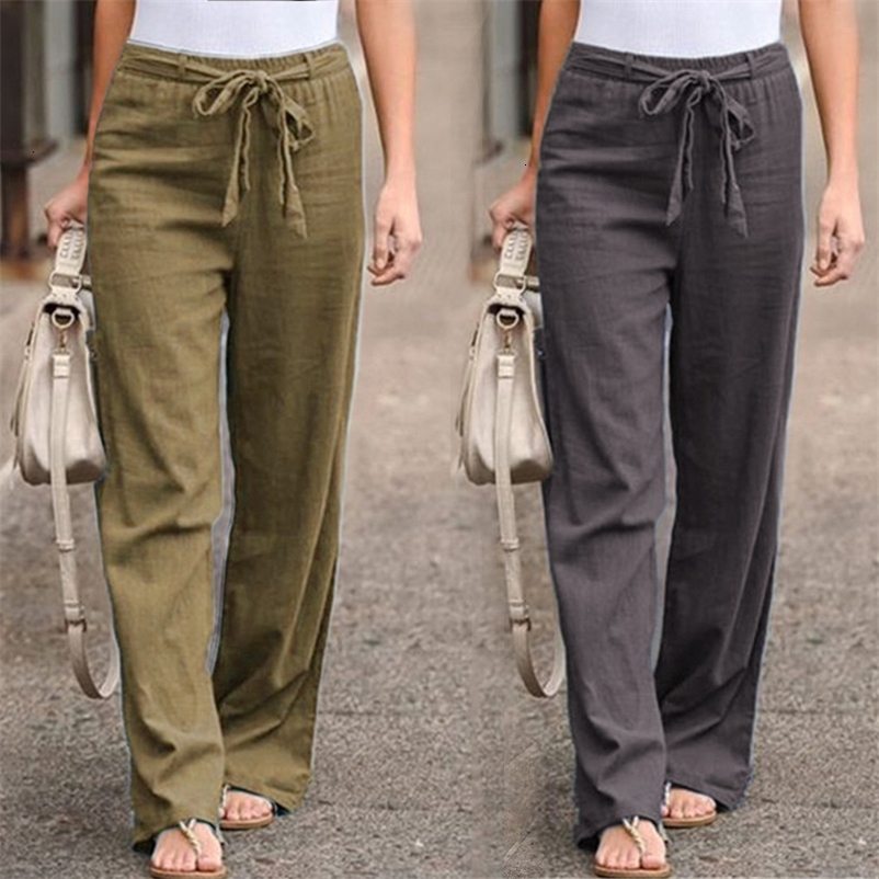 Women's Pants Capris S-5XL 6Colors Elastic High Waist Ankle-Length Loose Straight Pants Solid Regular Women Daily School Shopping Travel Wear 230