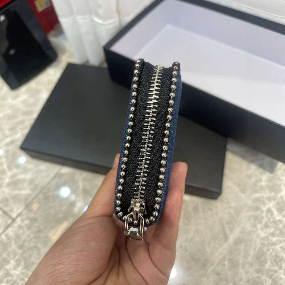 Black Rhinestone Women's PU Metal Chain Bag Wallet Card Holder Denim B5