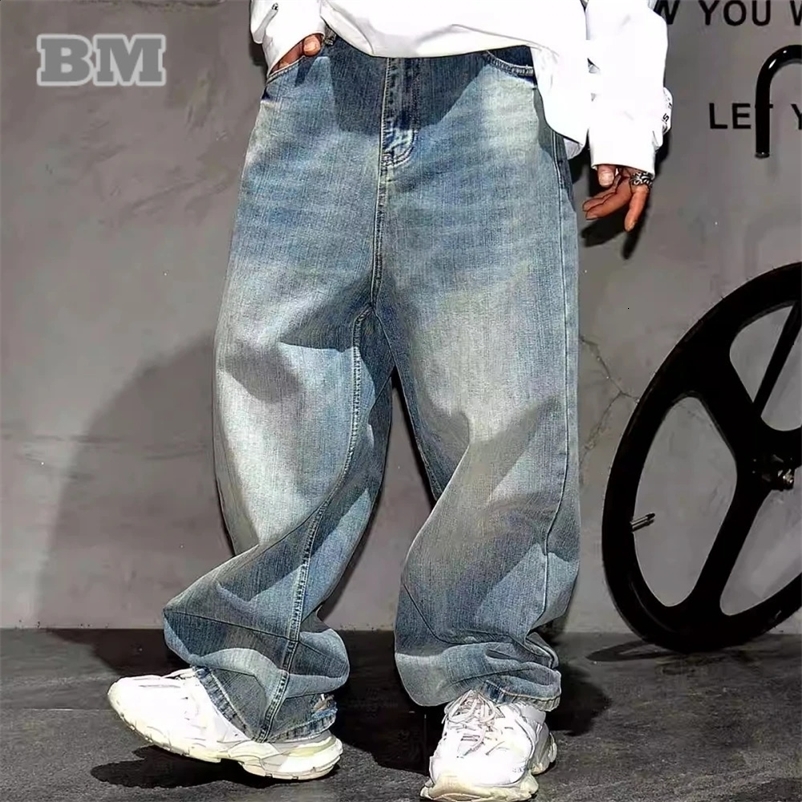 American Streetwear High Quality Baggy Jeans Mens Clothing Korean Fashion Denim Pants Hip Hop Stacked Jeans Vintage Trousers 240912