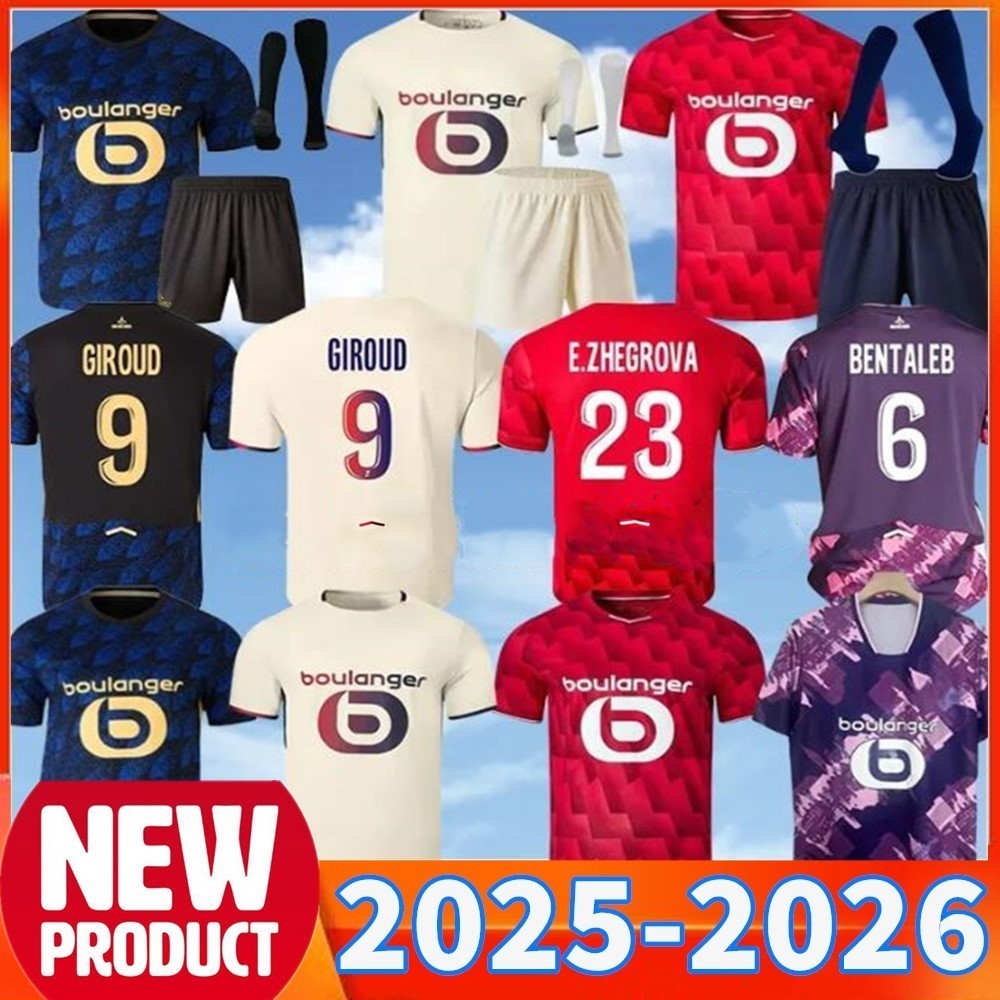 25 26 Lille Soccer Jerseys GIROUD J DAVID LOSC Angel ZHEGROVA ANGEL YAZICI Football Shirt 2025 2026 lille osc Fourth Maillot HARALDSSON Men Kids Kit size 4XL
