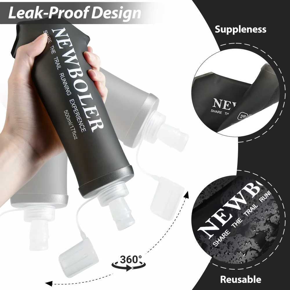 NEWBOLER Water Bottle TPU Folding Soft Flask Sport Water Bottle 150250500ml Collapsible Water Bottle Running Camping Hiking J250923