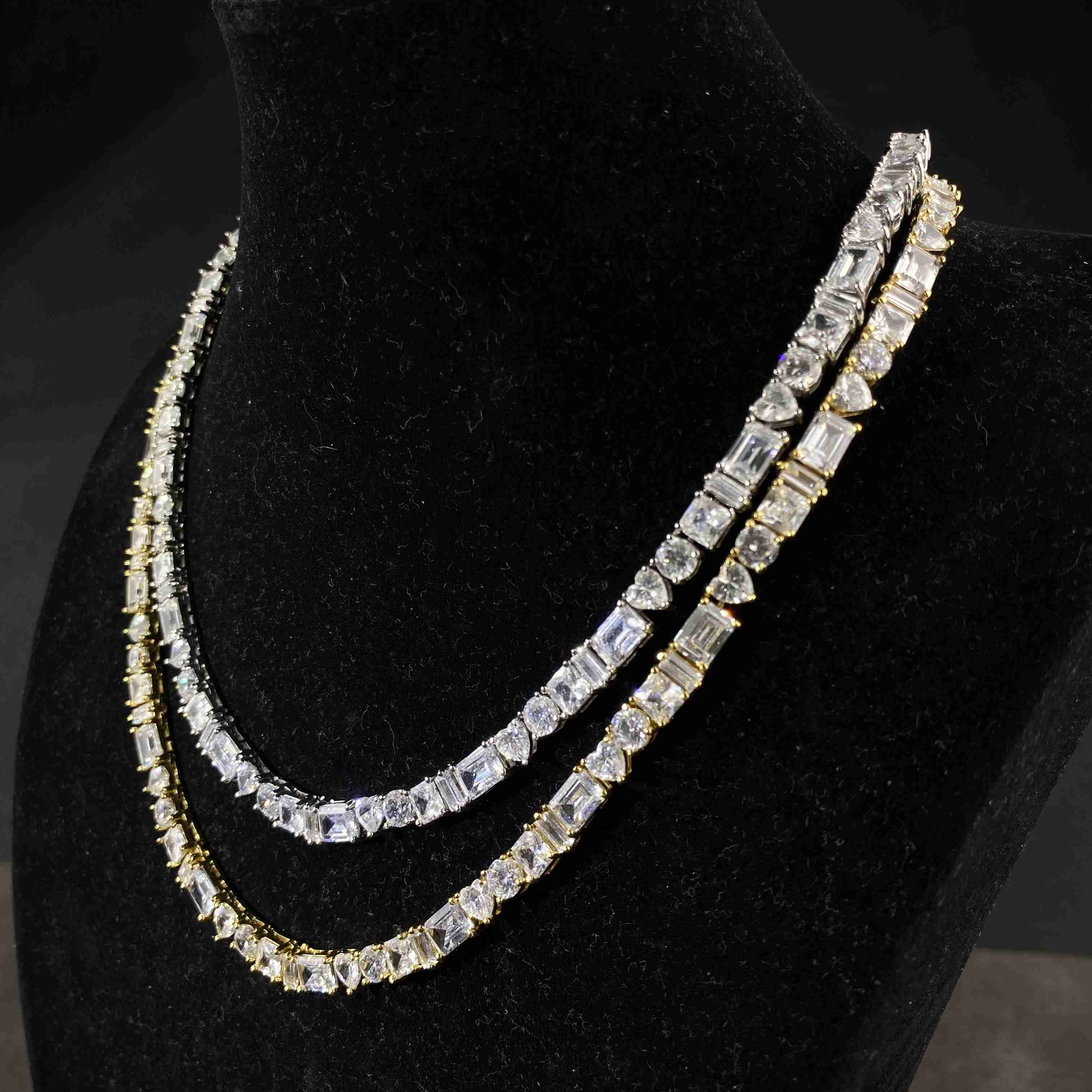 Iced Out Emerald Cut Baguette Tennis Chain Menwomen Tennis Necklace Bling Hip Hop