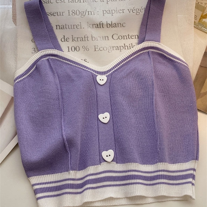 Camisoles Tanks Y2k Knitted Camisole Women's Inner Wear Summer New Sexy Tank Top Hit Color Unique Hot Girl Short Beautiful Back Wearing Tops 2304