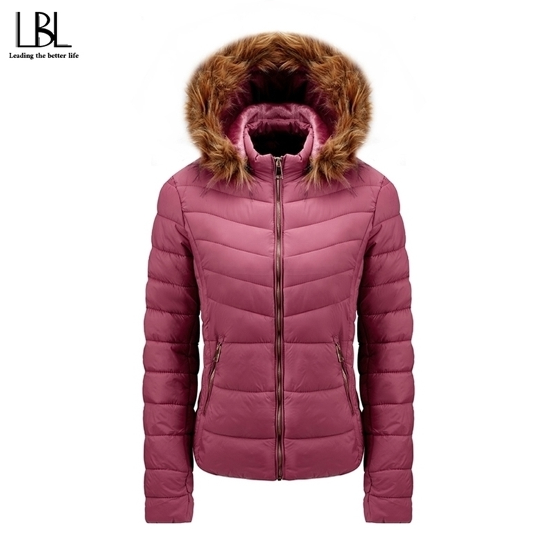 New Winter Jacket Women Parkas Big Fur Hooded Thick Down Cotton Padded Parka Female Jacket Short Coat Slim Warm Outwear XXL 201019