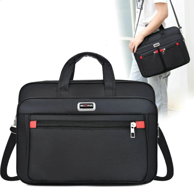 Business laptop briefcase mens waterproof Oxford handbag office document messenger shoulder bag large administrative XA303C 240810
