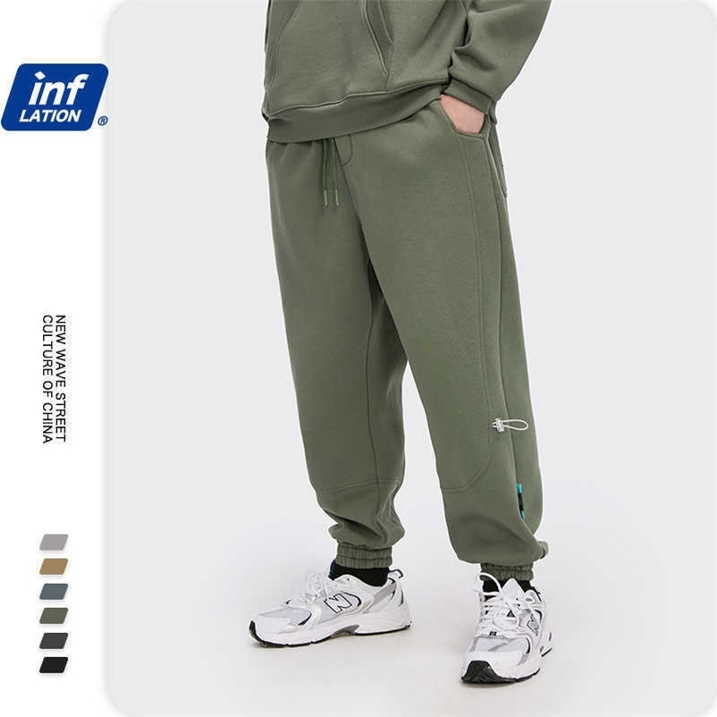 INFLATION Loose Fit Men Fleece Sweatpant Winter Warm Joggers Pants Unisex Elastic Waist Sweatpant Mens Track Pants 3206W 210930