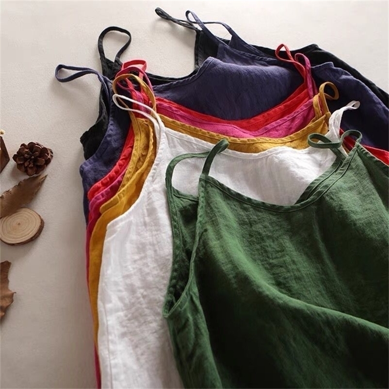 Camisoles Tanks 100% Cotton Tank Top for Women Summer Loose Outer Wear Sleeveless Camis Solid Color Bottoming Small Camisole T-Shirt Women Top 230426