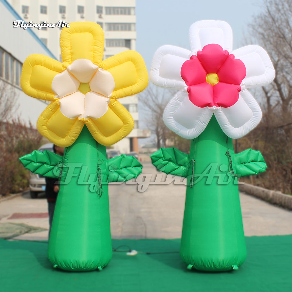 3m High Simulation Landscape Plant Large Inflatable Flower Tree With Green Stem For Park Decoration