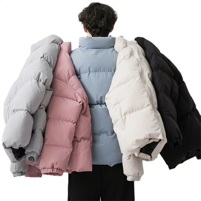 Street Clothing Winter Vintage Parkas Jacket Mens Solid Color Bubble Jacket Extra Large Warm Jacket Korean Fashion Puff Mens Jacket 241007