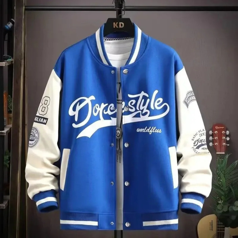 Spring and Autumn Coat Mens Jacket Baseball Suit Trend Handsome First Senior High School Plus Velvet 240712