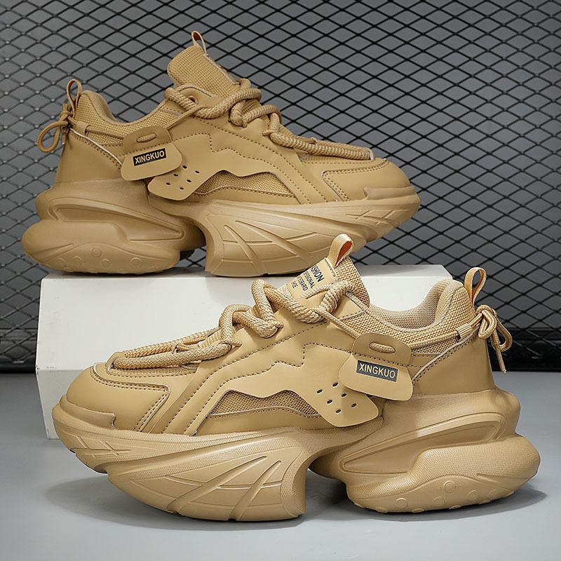 Designer shoes free shipping Hot trendy men's shoes breathable and casual thick soled height increasing sports shoes black red green brown