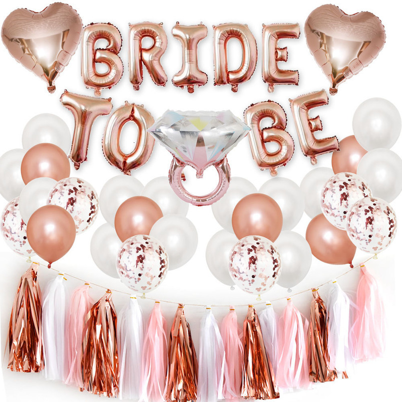 Set Bride Pre-Wedding Bachelorette Party Decoration Proposal Scene Setup Rose Gold Balloon Package