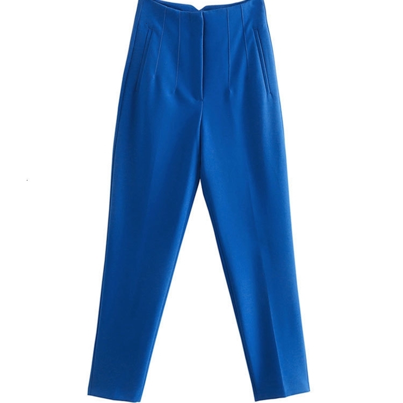 Women's Capris TRAF Women Chic Fashion With Seam Detail Office Wear Pants Vintage High Waist Zipper Fly Female Ankle Trousers Mujer 230321 Z26031