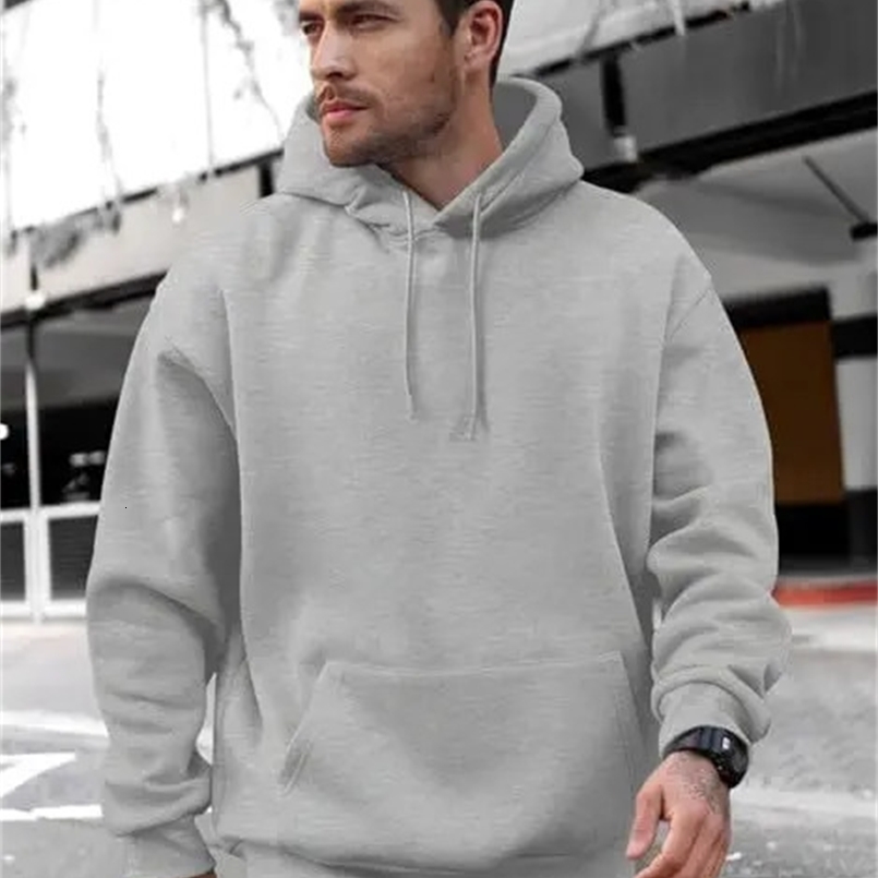 Mens wool hoodie street fashion solid color sportswear womens casual plus size loose hoodie mens clothing 241121