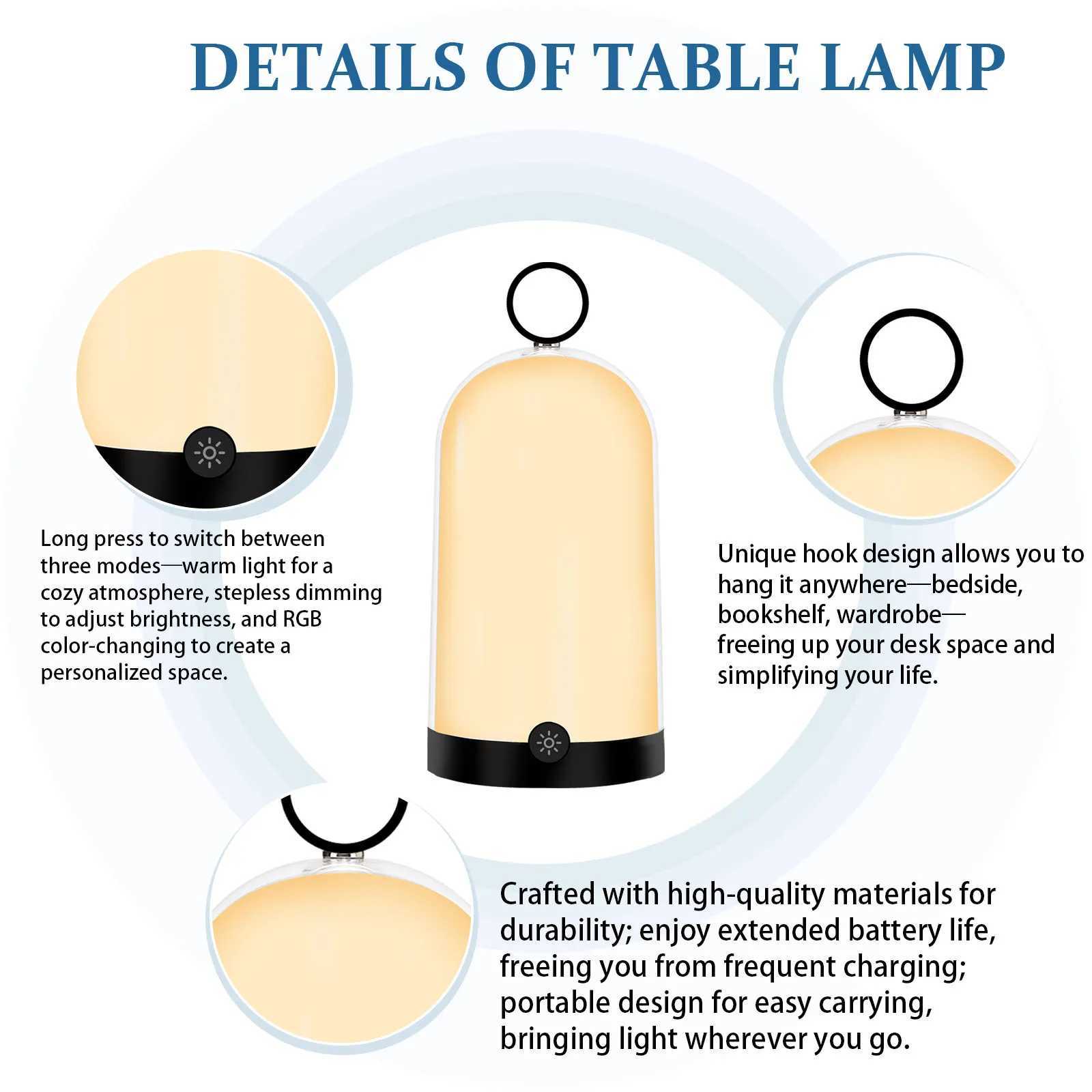 USB rechargeable lamp RGB portable home desk lamp touch night light bar coffee bar bedroom outdoor camping desk lamp C251115