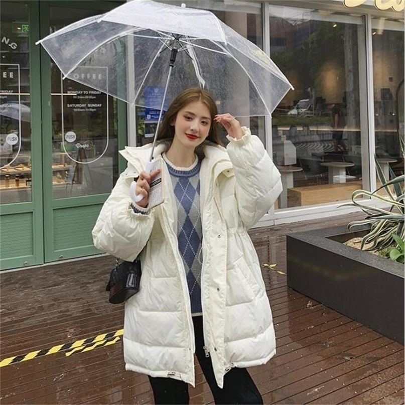 New Winter Jacket Women Fashion Stand Collar Oversize Chic Coat Loose Warm Hooded Parka Long Winter Coat Women 201019