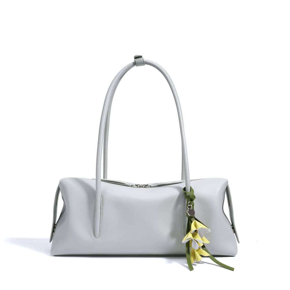 Designer Bags Luxurious Fine Living Ginger Flower Charm Design Women Tote Long-Handle Hit Color Cowhide Leather Female Handbag Undertint Luxury Bag