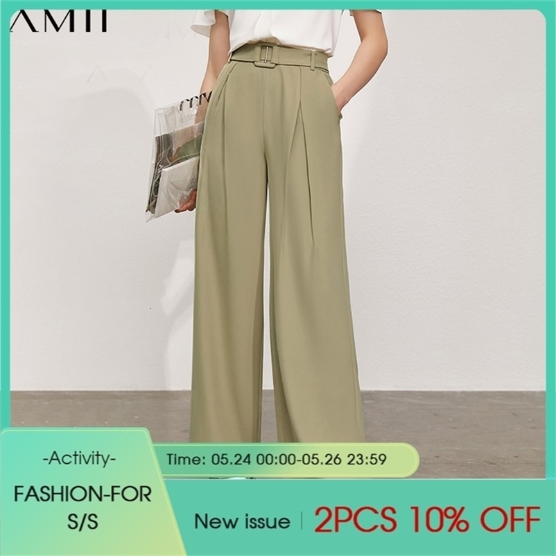 Minimalism Summer Causal Pants For Women Offical Lady High Waist Loose Women's Trousers Fashion 12130231 210527