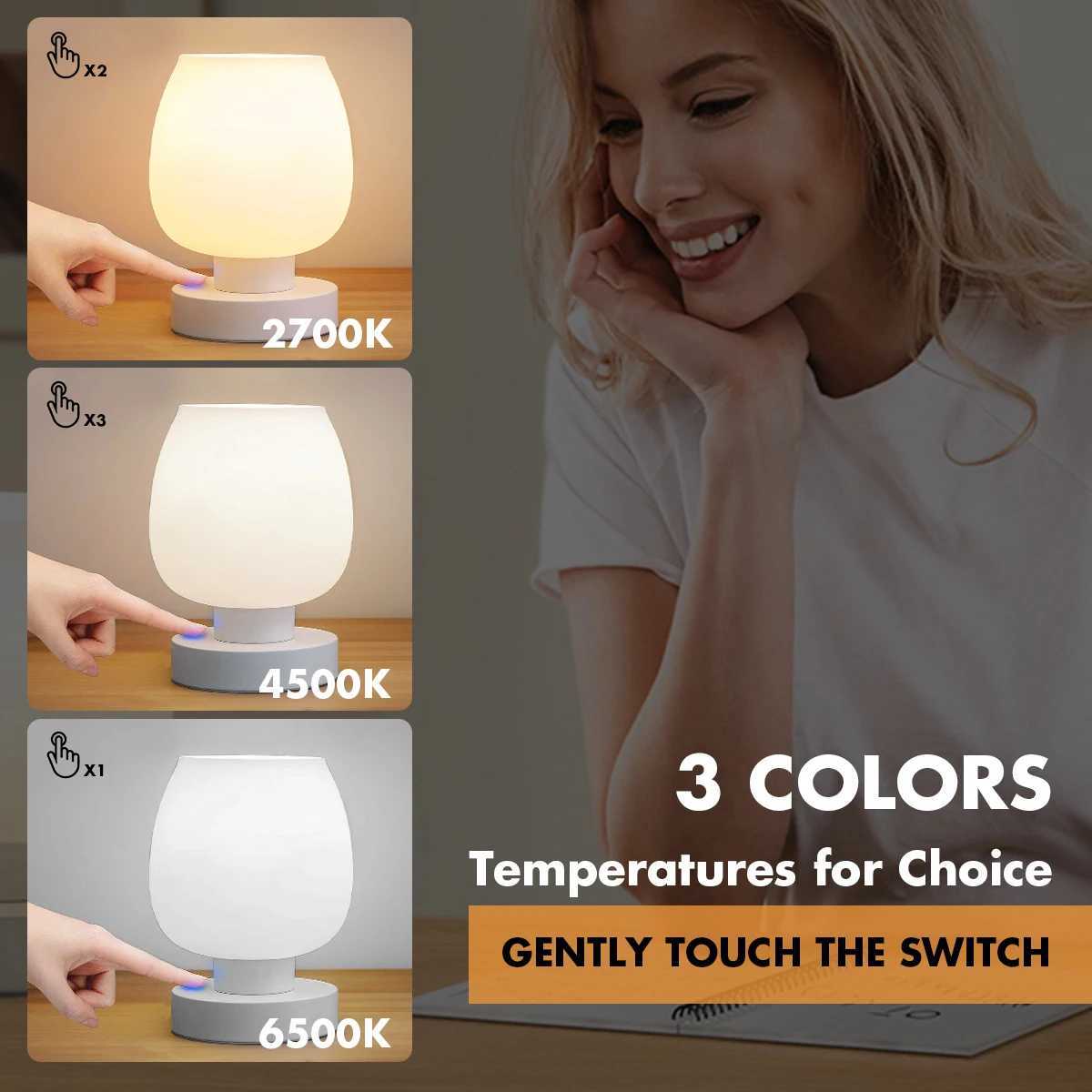 Table Lamp Night Light Touch Desk Lights Warm White Soft 3 Colors Camping Lighting 6500k Lamps Eye Projection Inside Bedroom C251115