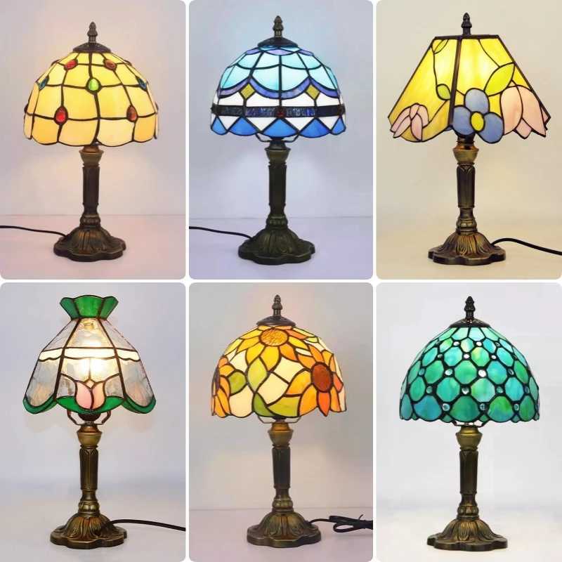 E27 Retro Baroque LED Table Lamps Mediterranean Vintage Stained Glass Bedroom Reading Cafe Bar Decor Desk Lights With EUUS Plug C251115