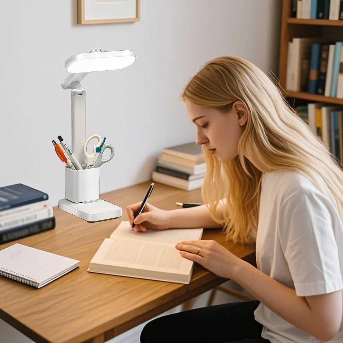 LED folding desk lamp table lamp reading lamp with stationery storage basket touch control USB rechargeable C251115