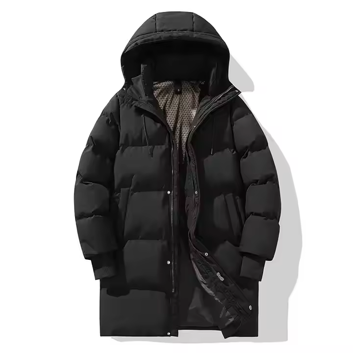 Men Women Long Down Jacket Waterproof Windproof Ultra Warm Lightweight Knee Length Winter Coat with Detachable Hood