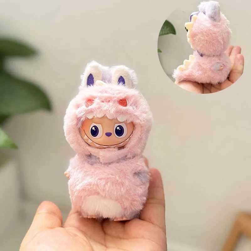 Clothes For 10cm 4th Gen Labubu 40 Charm Doll Outfit Heart Code Series Cute Furry Dinosaur Baby Onesie Set C250924
