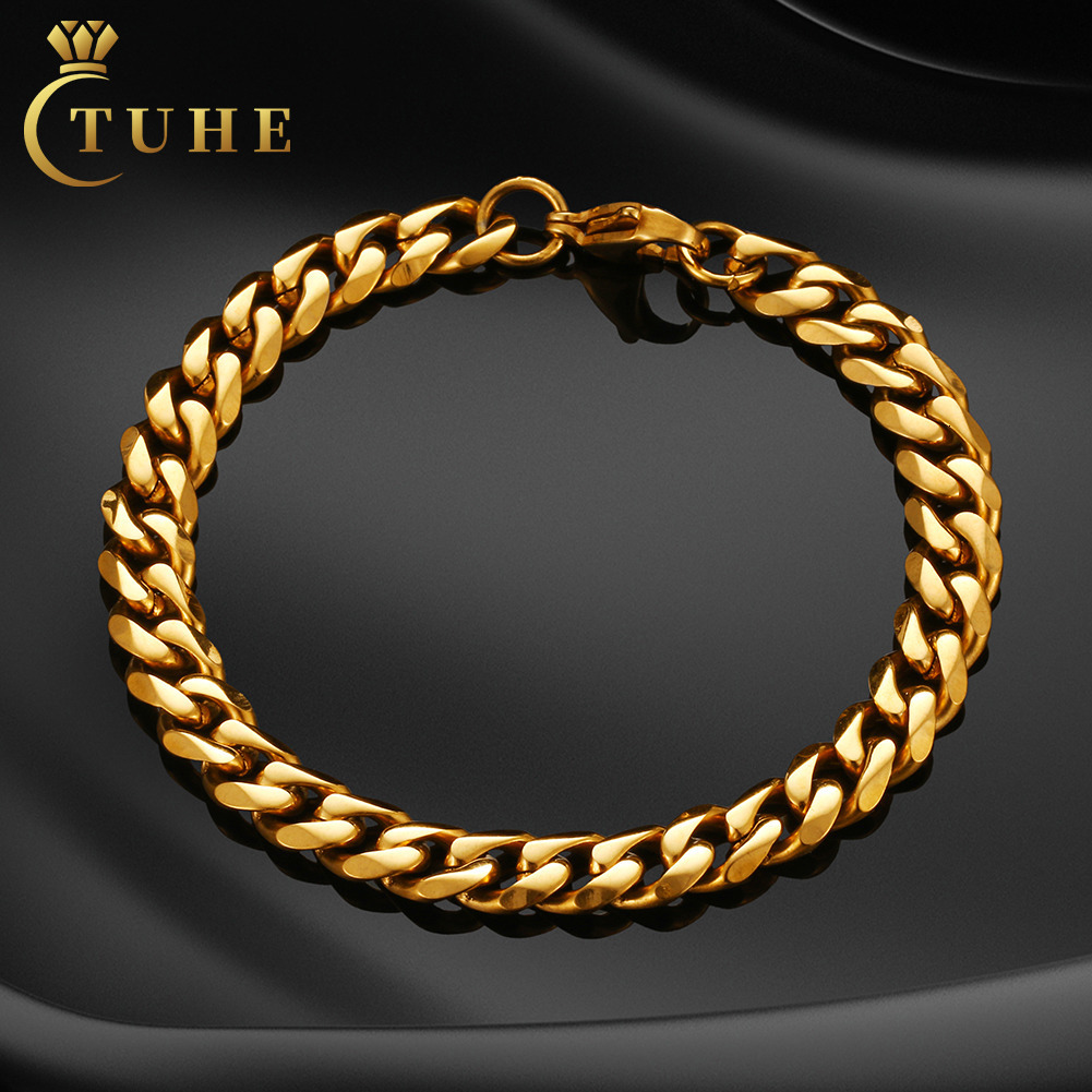 New Arrival Hip Hop Jewelry Luxury 3mm11mm Gold Plated Sterling SilverLobster Clasp Miami Cuban Link Chain Bracelet for Men