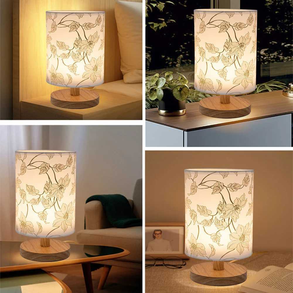 LED Solid Wood Base USB Plug Simple Nordic Bedroom Desktop Eye Protection Bedside Table Lamp C251115