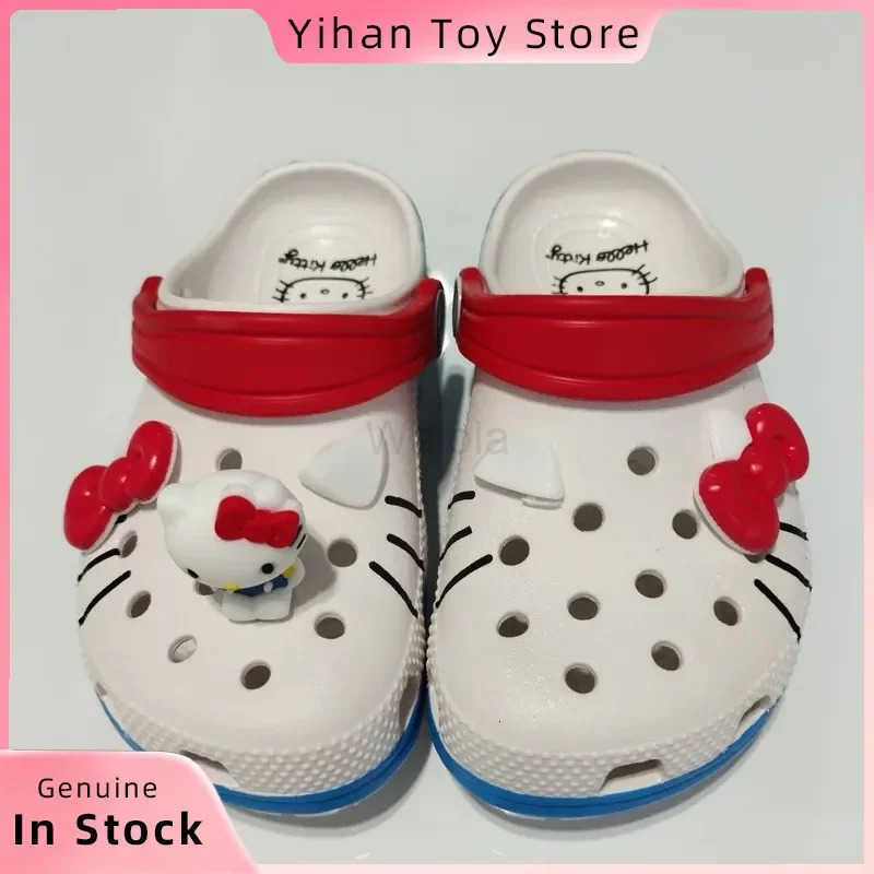 Sanrio In Stock Hello Kitty Hole Sandals Slippers Sandals Kawaii Eva Anime Home Beach Shoes Summer Slippers Adult Kids Gift L250924