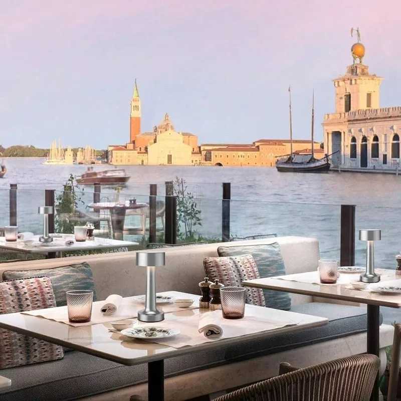 LED dumbbell desk lamp USB charging modern minimalist creative atmosphere night light bar metal tapping lampSilver C251115