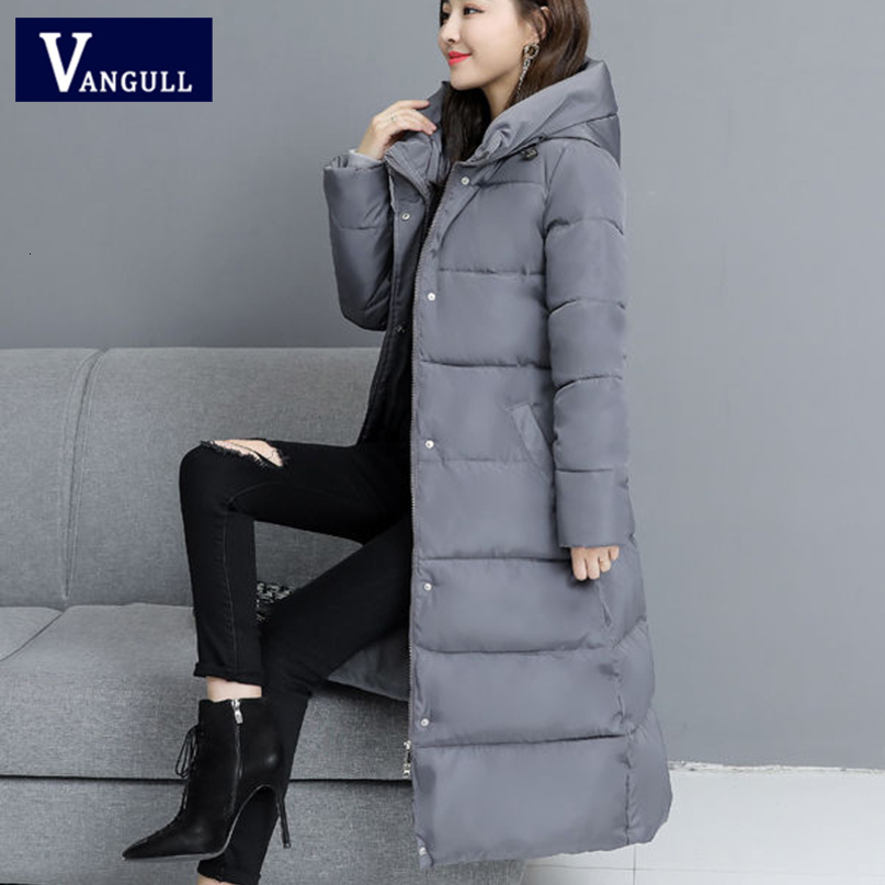 Vangull Winter Women Parkas Coats Casual Long Sleeve Hooded Jackets Autumn New Warm Solid Zipper Plus Size Long Outerwear 200928