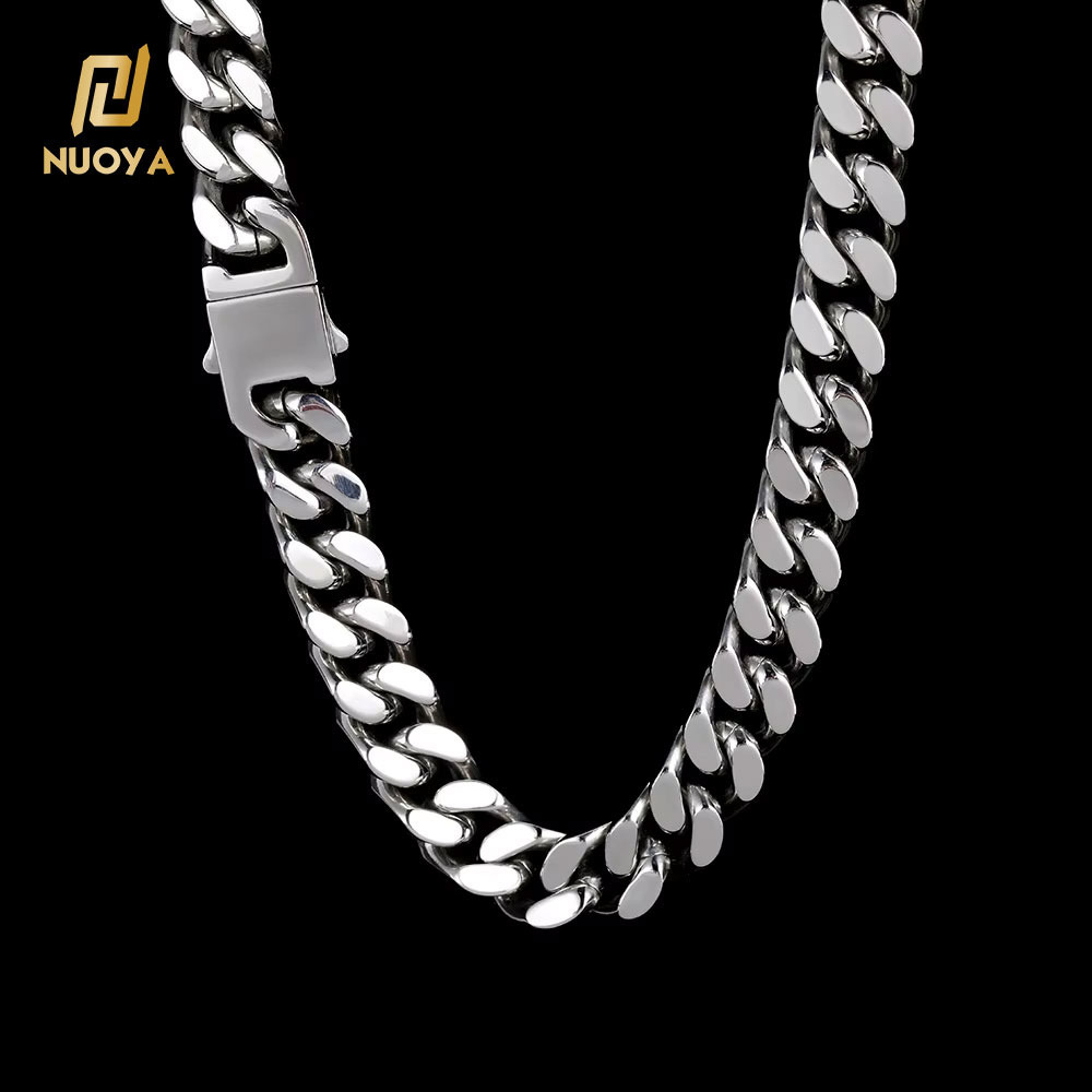 trend Hip Hop Silver Cuban Curb Link Mens Miami High Polishing Sterling SilverEncrypted Chain Necklace Cuban Link Chain
