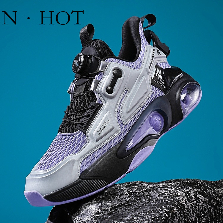 NHOT Designer Luxury Breathable Outdoor Sports Shoes Men's Fashion Trend Casual Knob Air Cushion Running Shoes Youth Soft Elastic Ultra Light Bas
