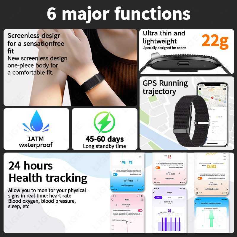 LIGE Smart Watch Men Women Fitness Smart Bracelet Sports Band Heart Rate Blood Pressure Monitor Waterproof Multifunction Watches Z250924