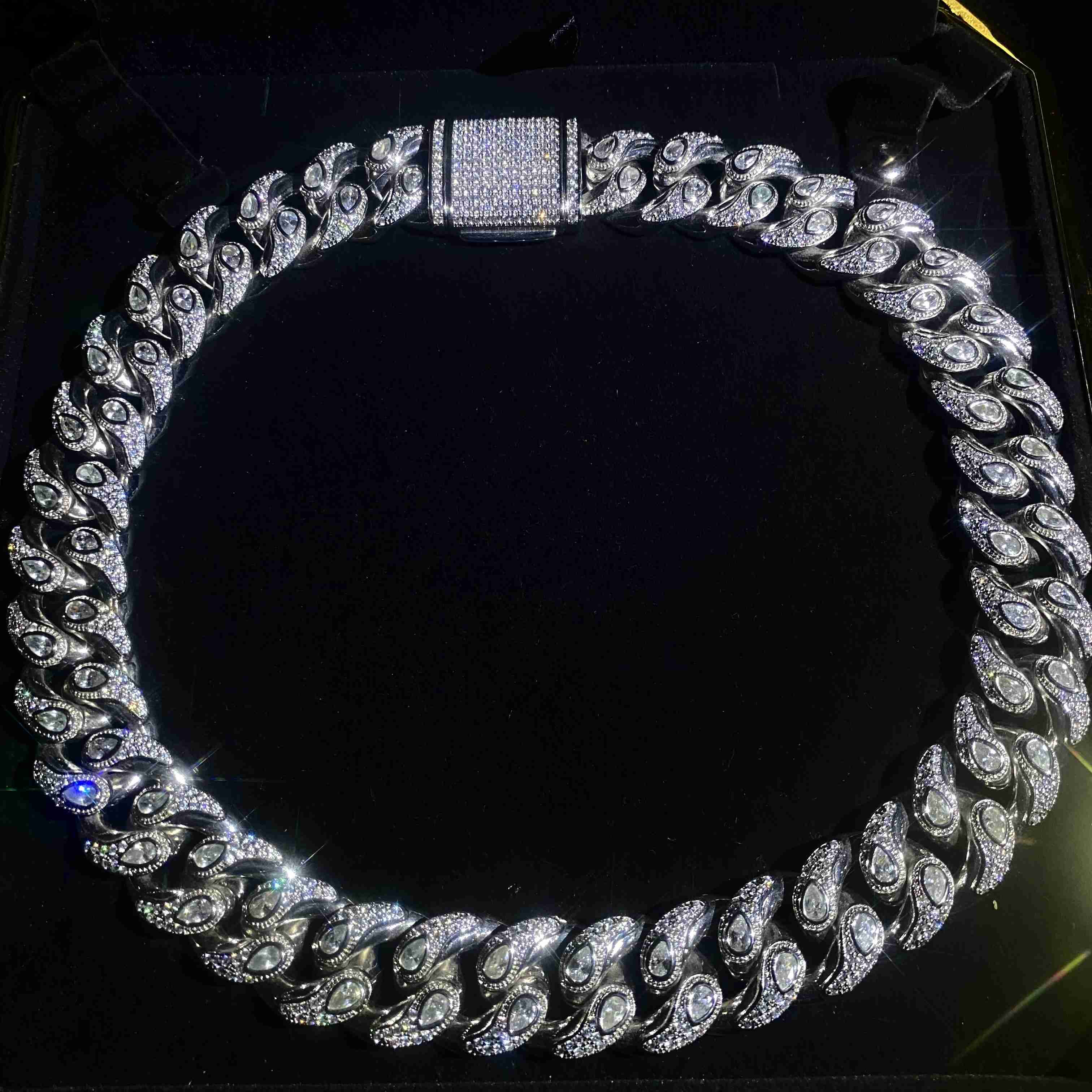 YSS JEWELRY 925 Silver 19mm Snake Eye Cuban Chain