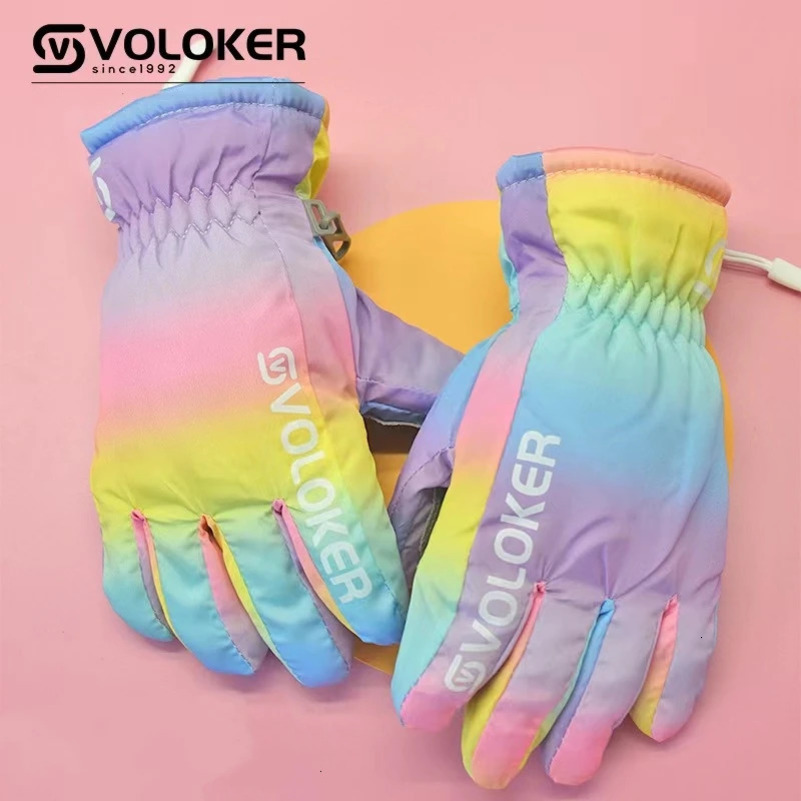 Ski Gloves Kids Winter Non slip Thicken Windproof Warm Waterproof Children Snow Sports Child Mittens for Snowboard 4 12Y 231114