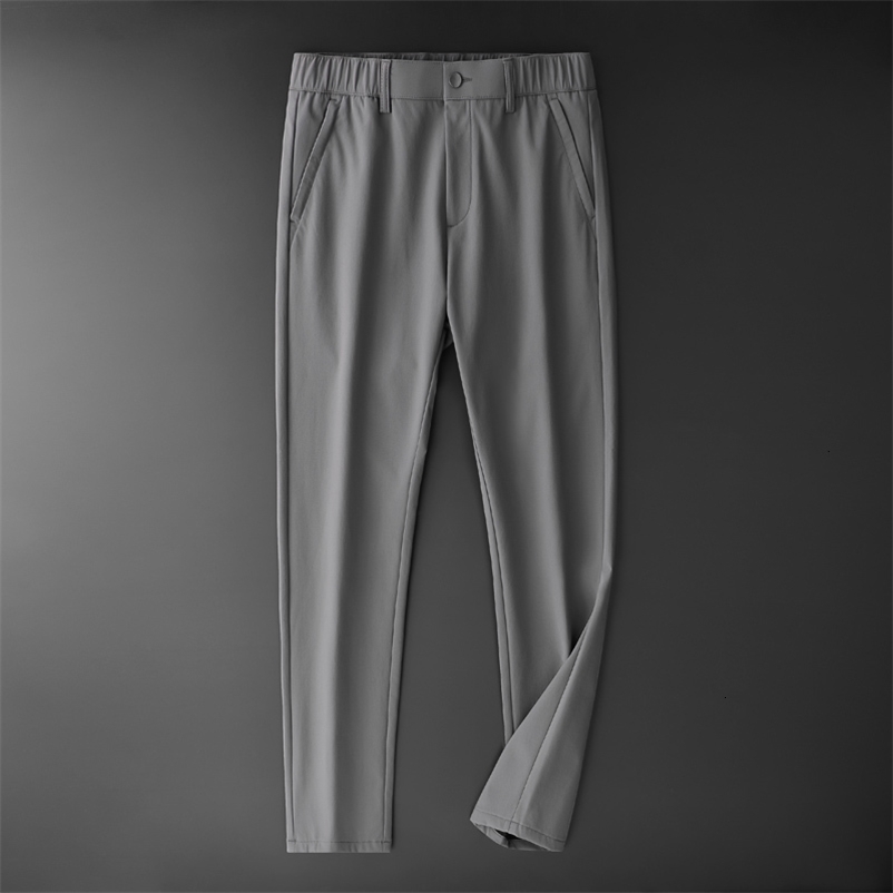 Men's Pants BROWON Autumn Winter Men Clothing Smart Casual Elastic Waist Pants Thick Soft Skin Straight Anti-wrinkle Trousers Male 230327