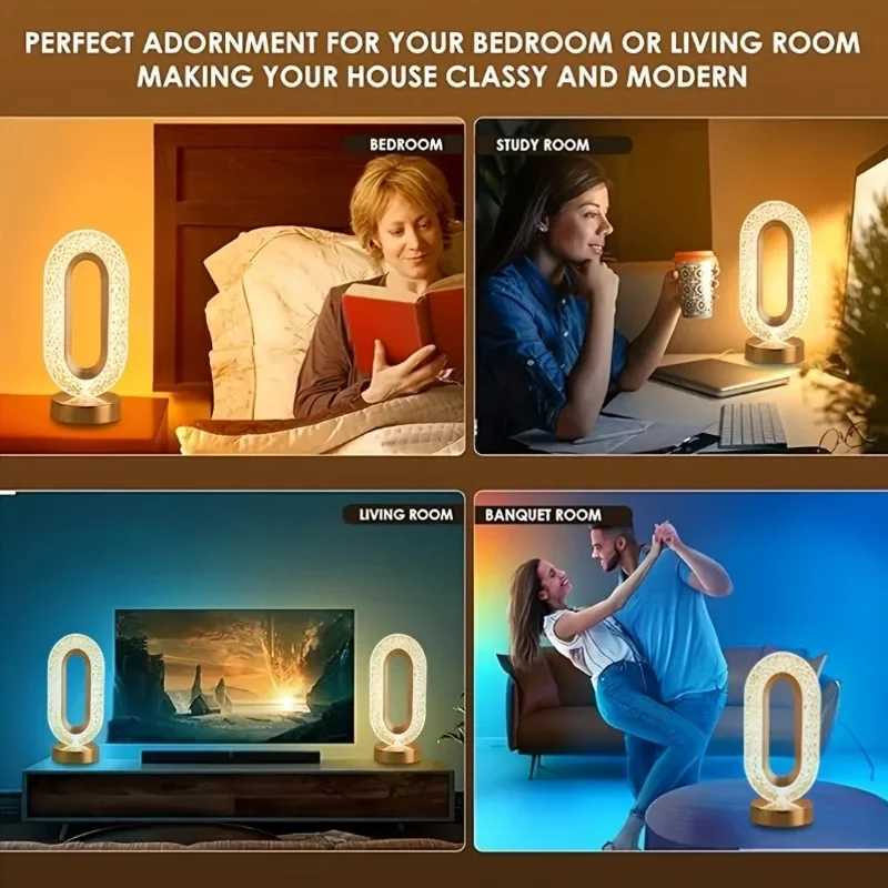 Crystal Touch Lamp with Touch Control Table Lamp 3 Color Dimmable Bedside Lamp Decorative Modern Nightstand Lamp for Living Room C251115