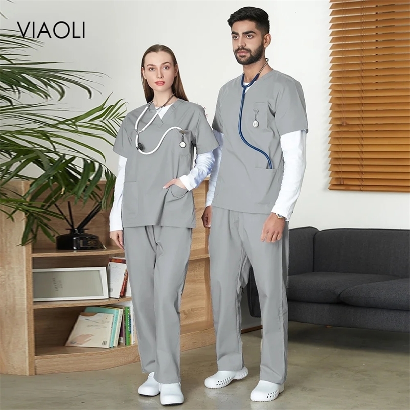 Pet Shop Veterinary Work Uniform Set Unisex Dental Clinic Clinical Nurse Two-piece Wholesale High-quality Scrubs Clothes 240704CJ