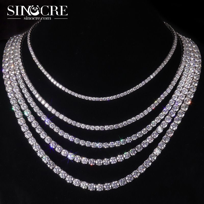 5mm Moissanite Tennis Chain Necklace Bracelets For Women Men