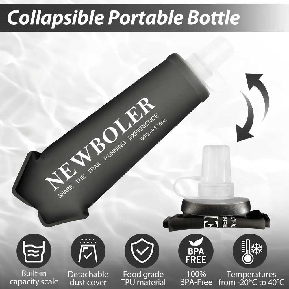 NEWBOLER Water Bottle TPU Folding Soft Flask Sport Water Bottle 150250500ml Collapsible Water Bottle Running Camping Hiking J250923
