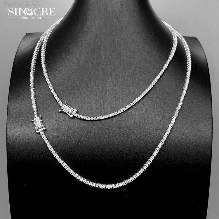 2mm Tennis Cz Sinocre Nontarnish Hiphop Moissanite 925 Silver Chain Mens