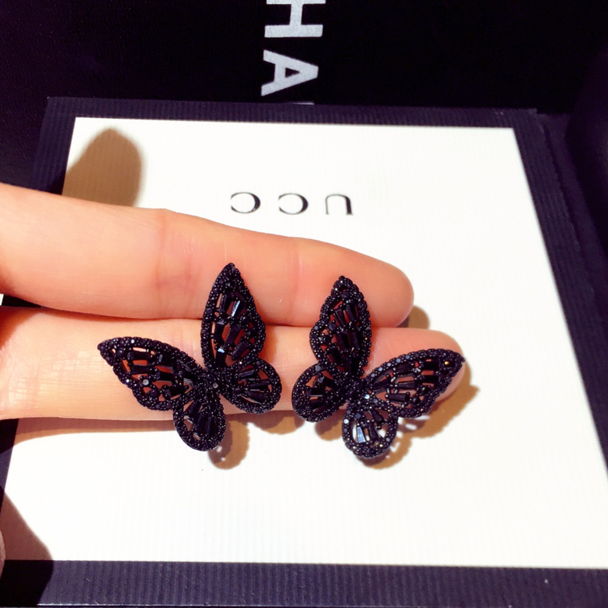 Black Butterfly Zircon Inlaid Earrings All-match Commute Gifts for Women Designer Women Jewelry Wedding Valentine's Day Gift