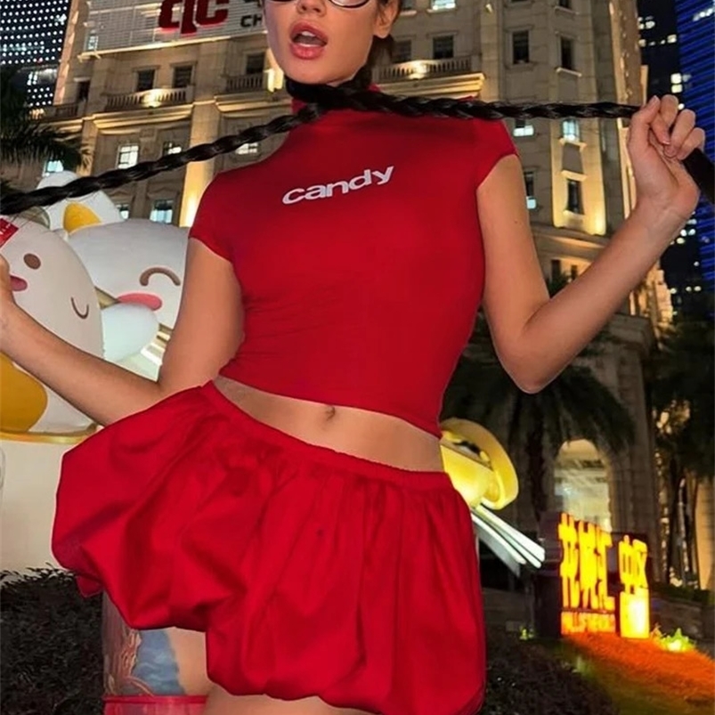 Nibber tie casual 2-piece womens letter printed short sleeved crop topfluffy leather jacket simple basic matching streetwear 250423