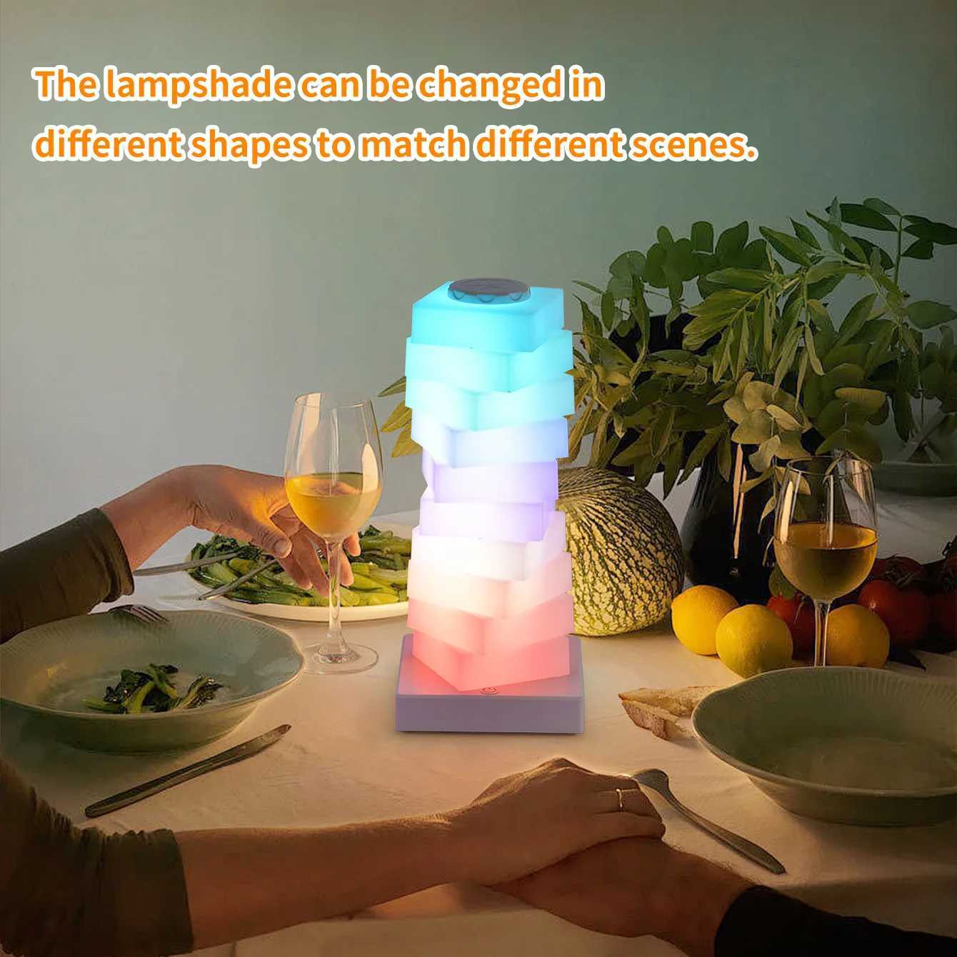 Magic Cube RGB Touch Night Light Rechargeable GourdShaped String Table Lamp Portable Indoor Decor Ambient Lighting For Bedroom C251115