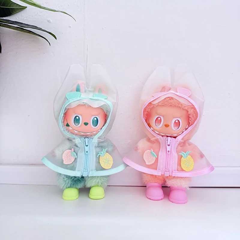 For Labubu Clothes 17cm Candy Color Transparent Raincoat Set with Pendant Cute Doll Changeable Outfit C250924