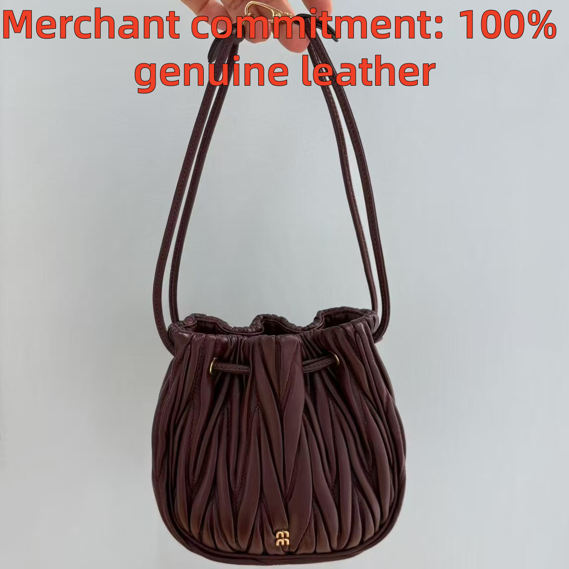Luxury Designer Matelasse Nappa Leather Pouch Genuine Leather Gold Hardware Shoulder Bag Drawstring Closure Crossbody Bag Women Casual Shopping Clutch Bag
