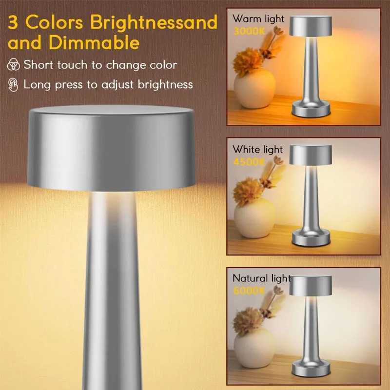 LED dumbbell desk lamp USB charging modern minimalist creative atmosphere night light bar metal tapping lampSilver C251115